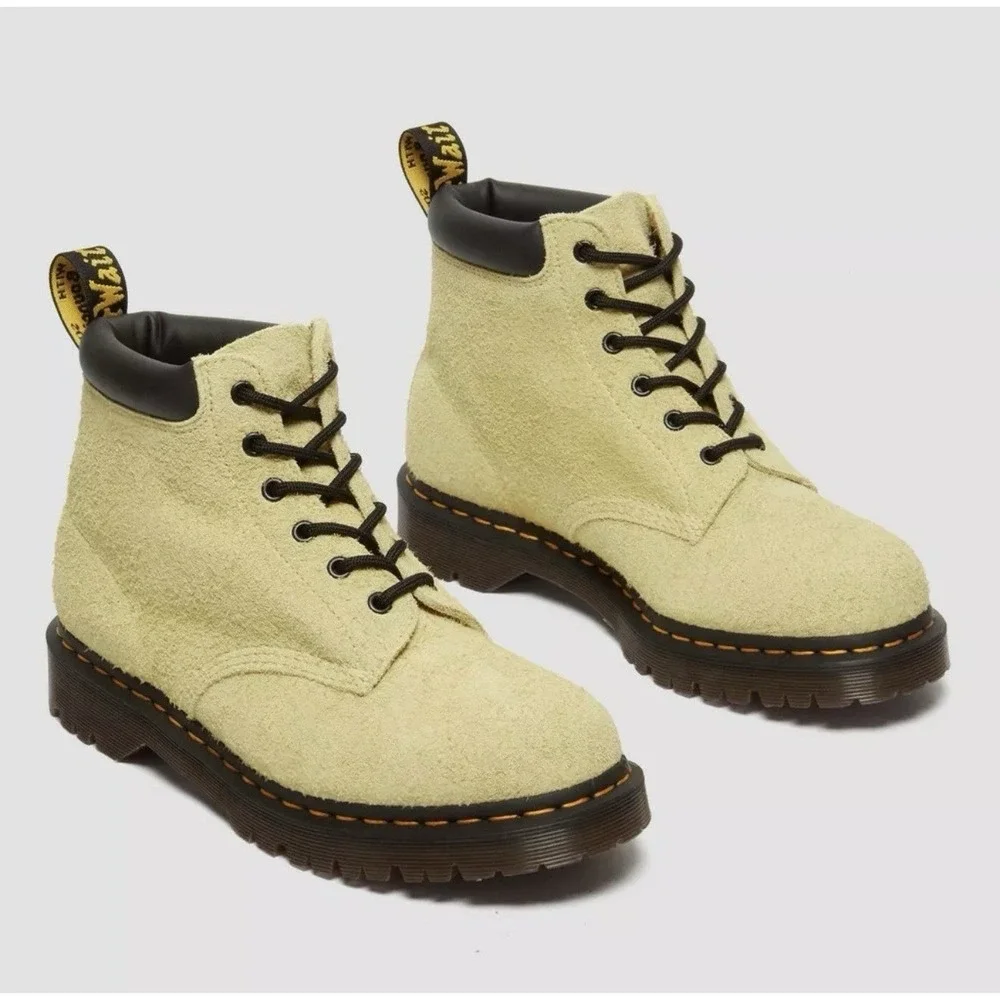 Martens 939 BEN Boots Mens 14 Hazy Yellow Suede Lace Up Padded Collar